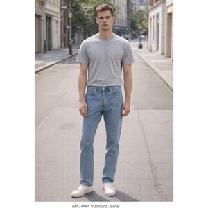 Mens A.P.C Petit Standard Jeans Sz 34 Med Wash 5 Pocket Straight Leg Button Fly